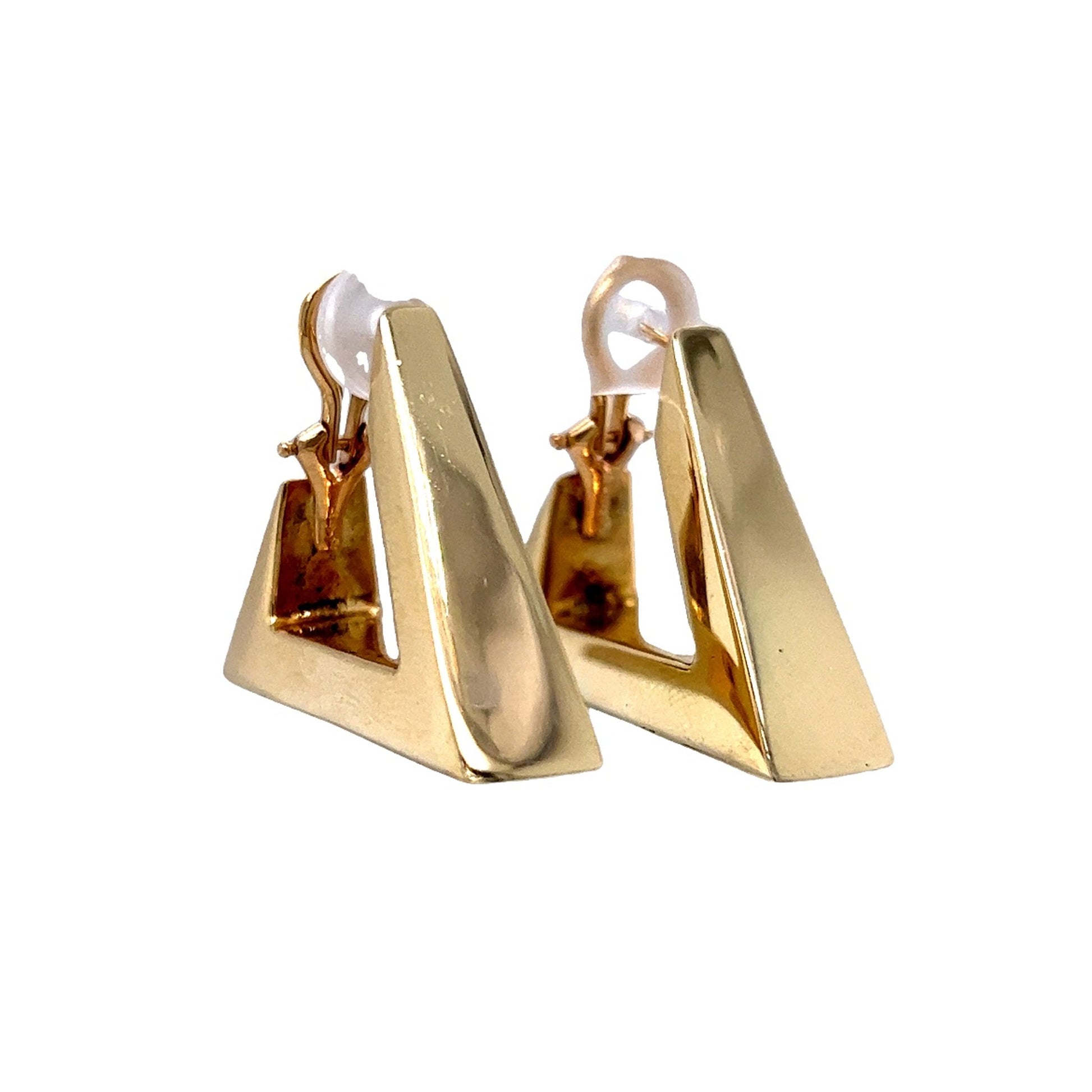 Modern Triangle Earrings in 14k Yellow Gold