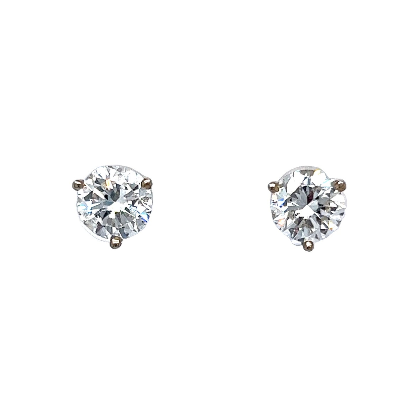 2.04 Round Brilliant Diamond Stud Earrings in 14k White Gold