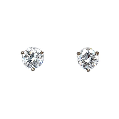 2.04 Natural Diamond Martini Basket Stud Earrings in 14k White Gold