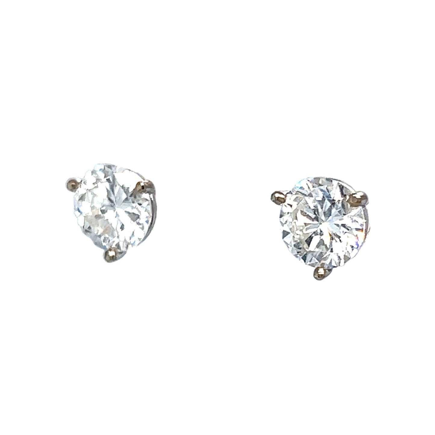 2.04 Round Brilliant Diamond Stud Earrings in 14k White Gold