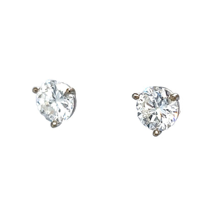 2.04 Natural Diamond Martini Basket Stud Earrings in 14k White Gold