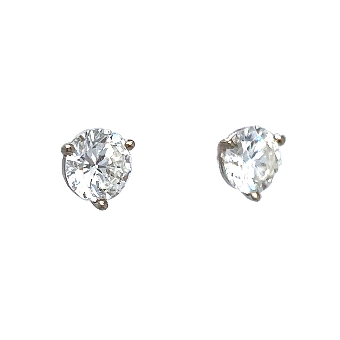 2.04 Round Brilliant Diamond Stud Earrings in 14k White Gold