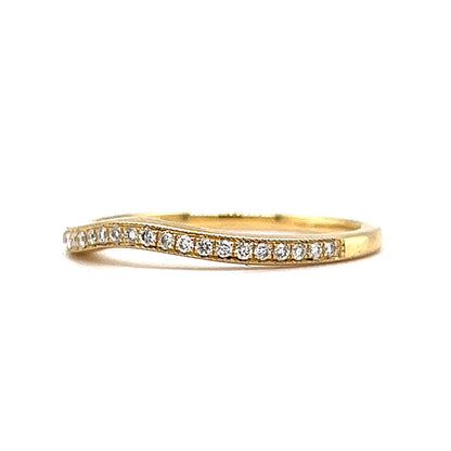 .14 Curved Diamond Milgrain Wedding Band in 14k Yellow Gold