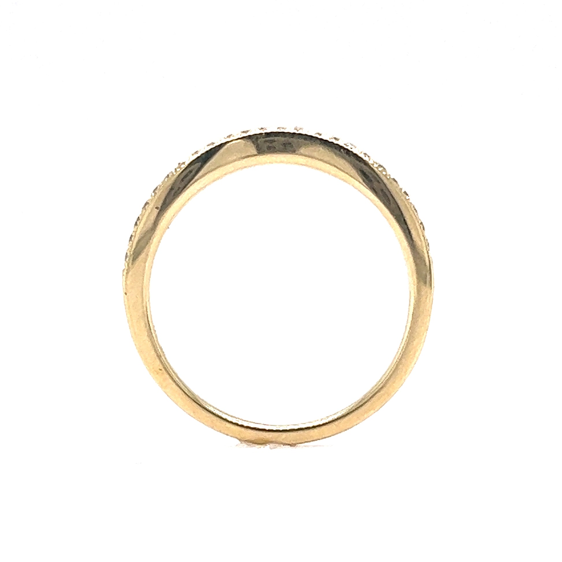 .14 Curved Diamond Milgrain Wedding Band in 14k Yellow Gold