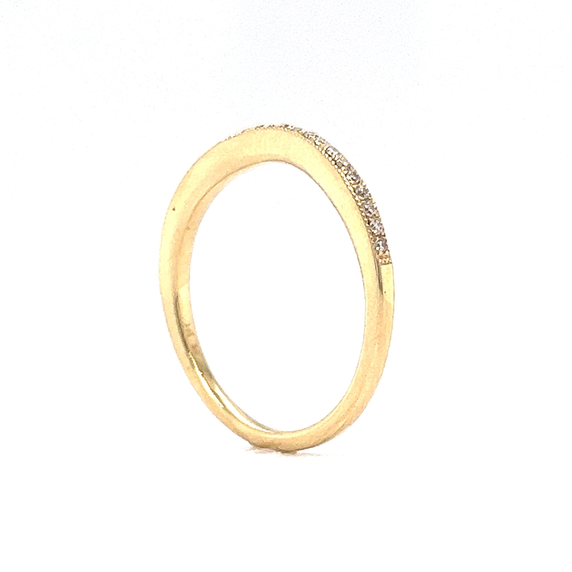 .14 Curved Diamond Milgrain Wedding Band in 14k Yellow Gold