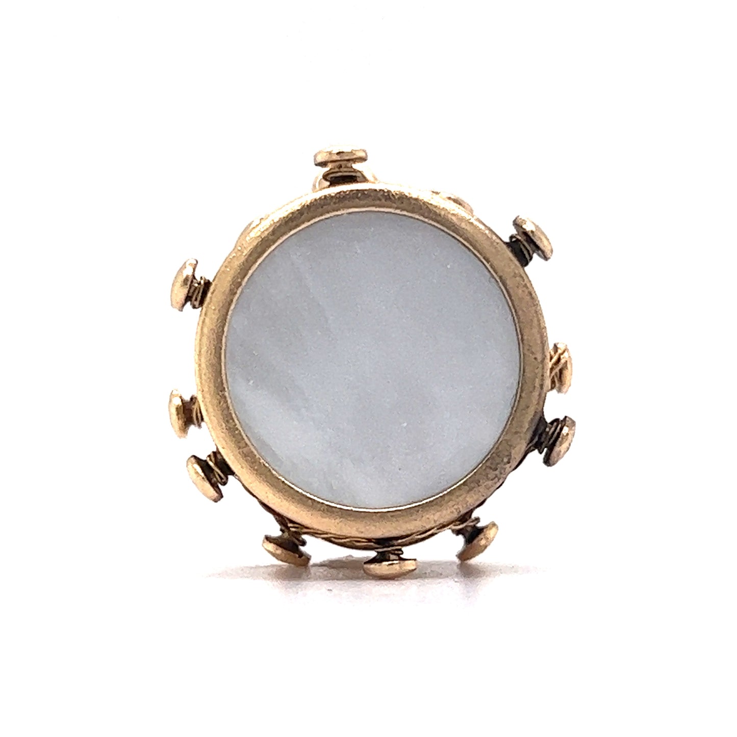 Victorian Drum Charm Mother of Pearl in Yellow Gold
