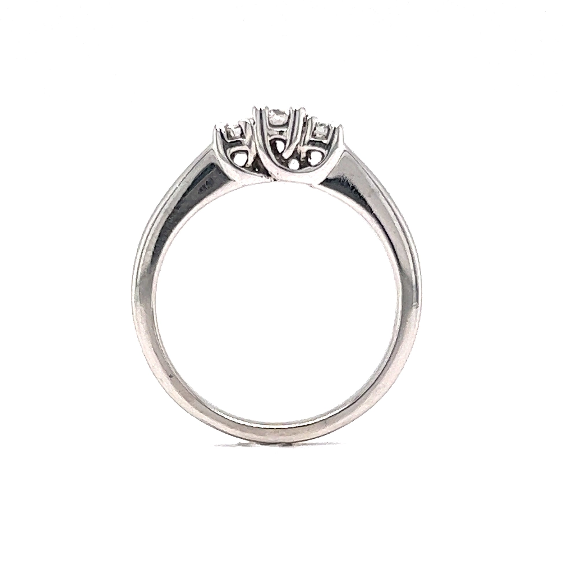 Vintage Mid-Century Three Stone Diamond Engagement Ring in 14k
