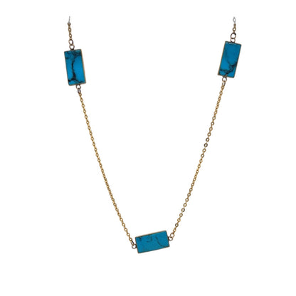 Cabochon Cut Turquoise Necklace in 14k Yellow Gold