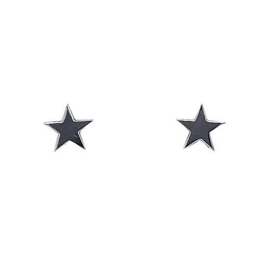 Star Stud Earrings 14K White Gold