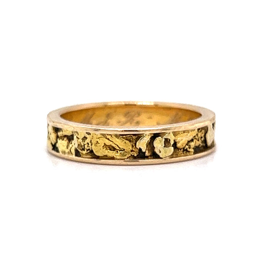 Mid-Century Gold Nugget Wedding Band in 14k Yellow Gold