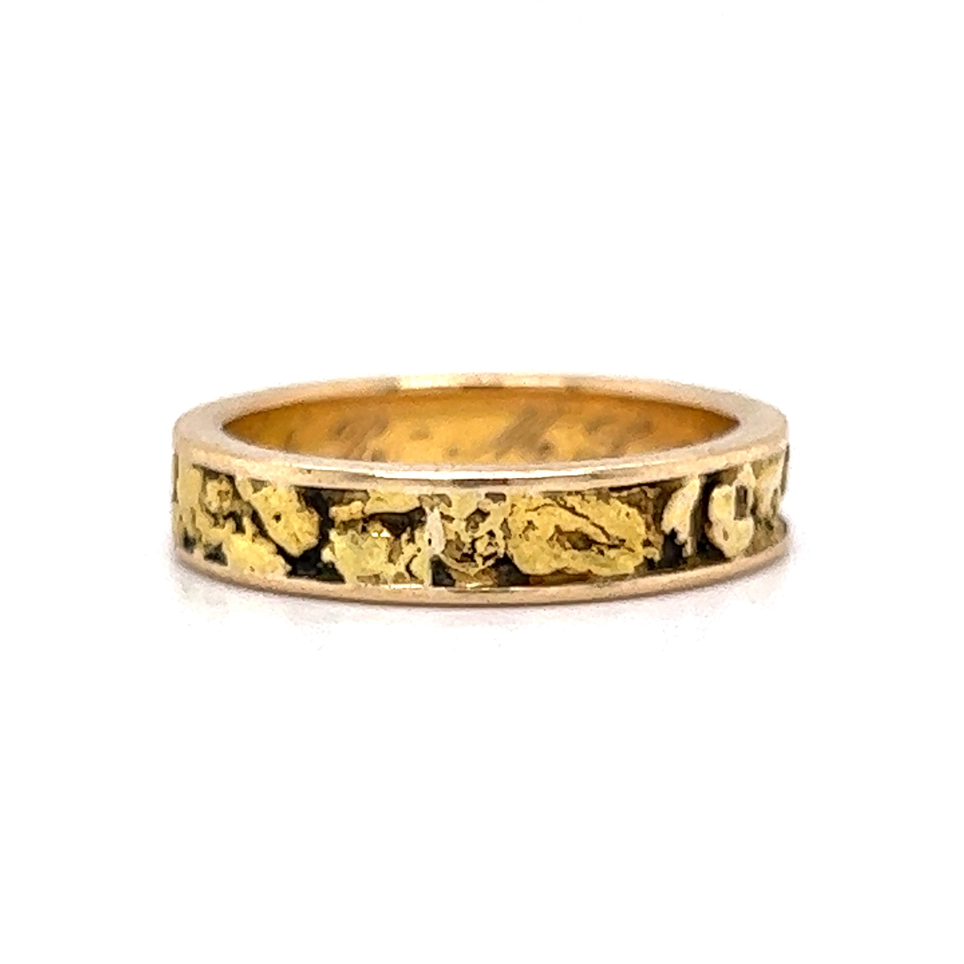 Mid-Century Gold Nugget Wedding Band in 14k Yellow GoldComposition: 14 Karat Yellow GoldRing Size: 4.75Total Gram Weight: 3.9 gInscription: 14k MFR - MJ  6-18-'66