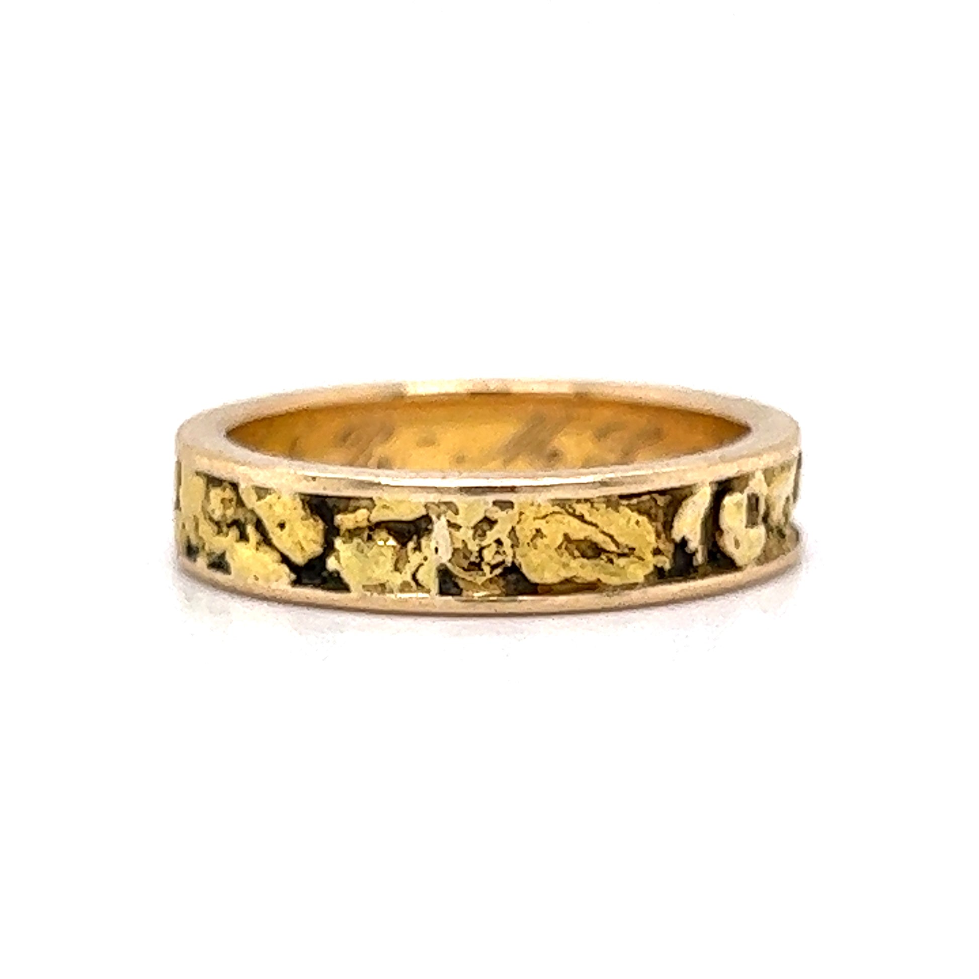 Mid-Century Gold Nugget Wedding Band in 14k Yellow Gold – Filigree