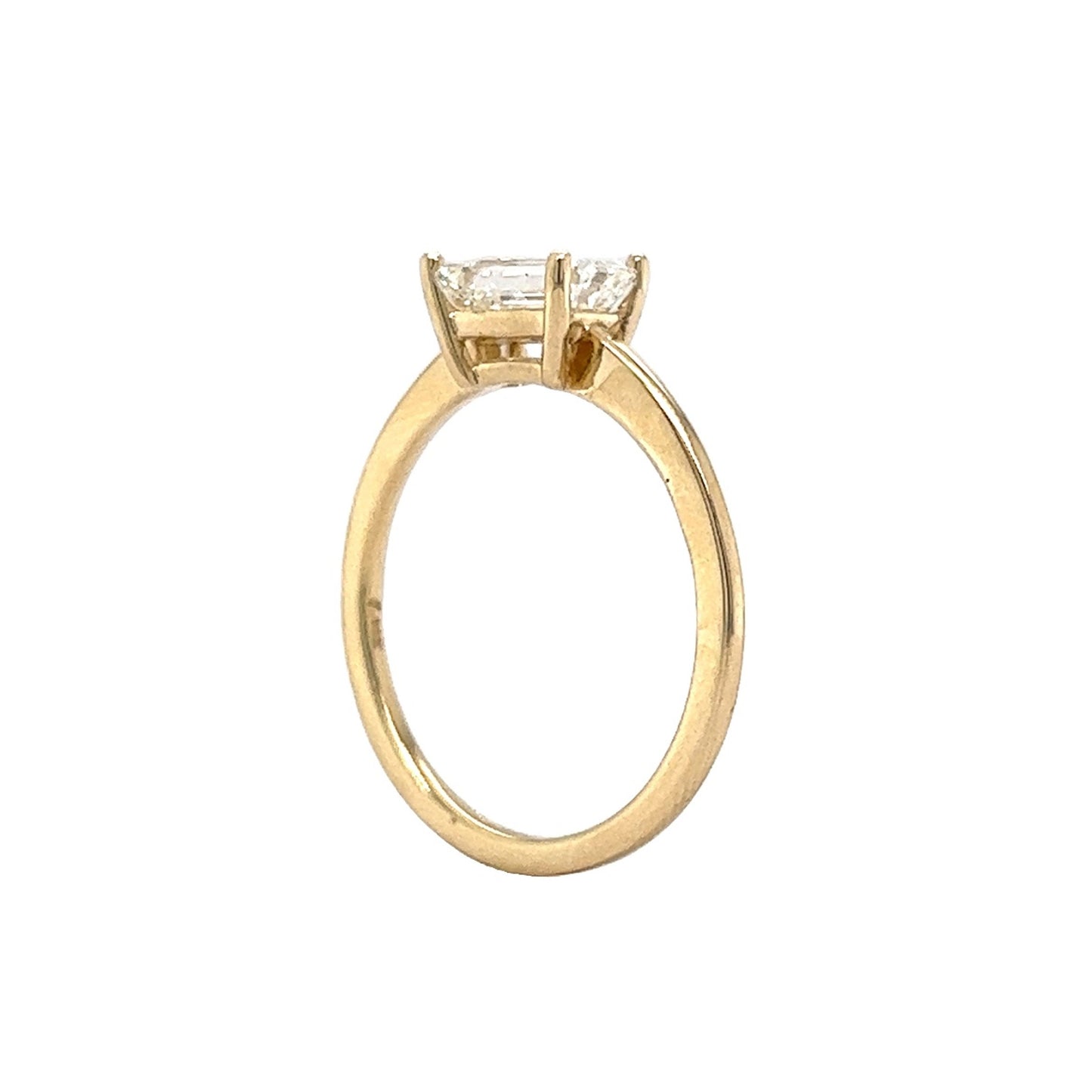 1.00 East/West Emerald Cut Diamond Engagement Ring in 14k Yellow Gold