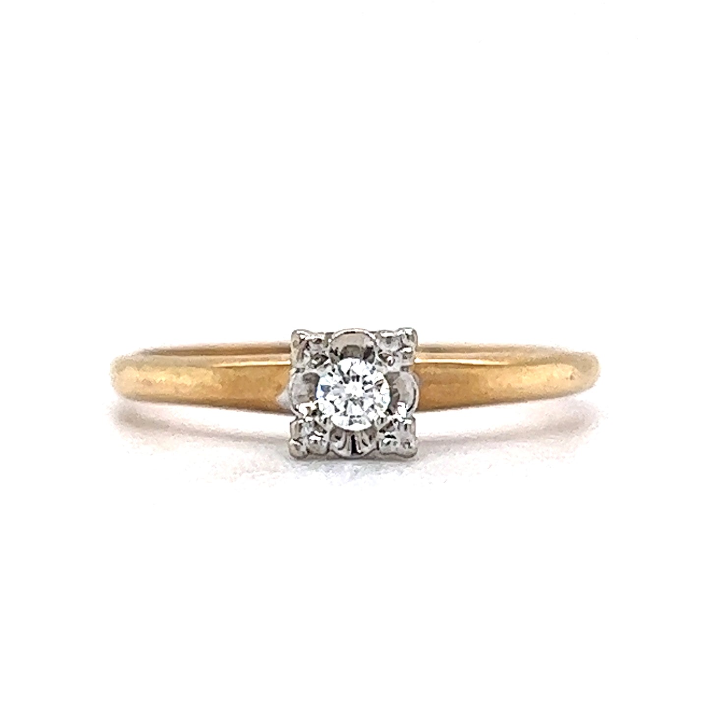 .06 Retro Engagement Ring in 14k Yellow & White Gold