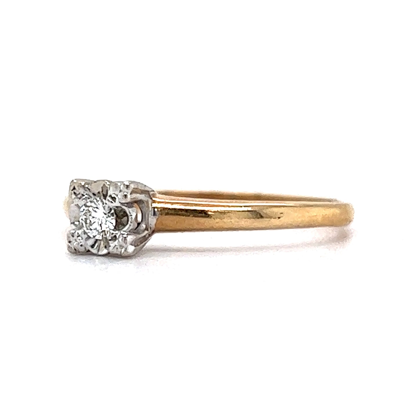 .06 Retro Engagement Ring in 14k Yellow & White Gold