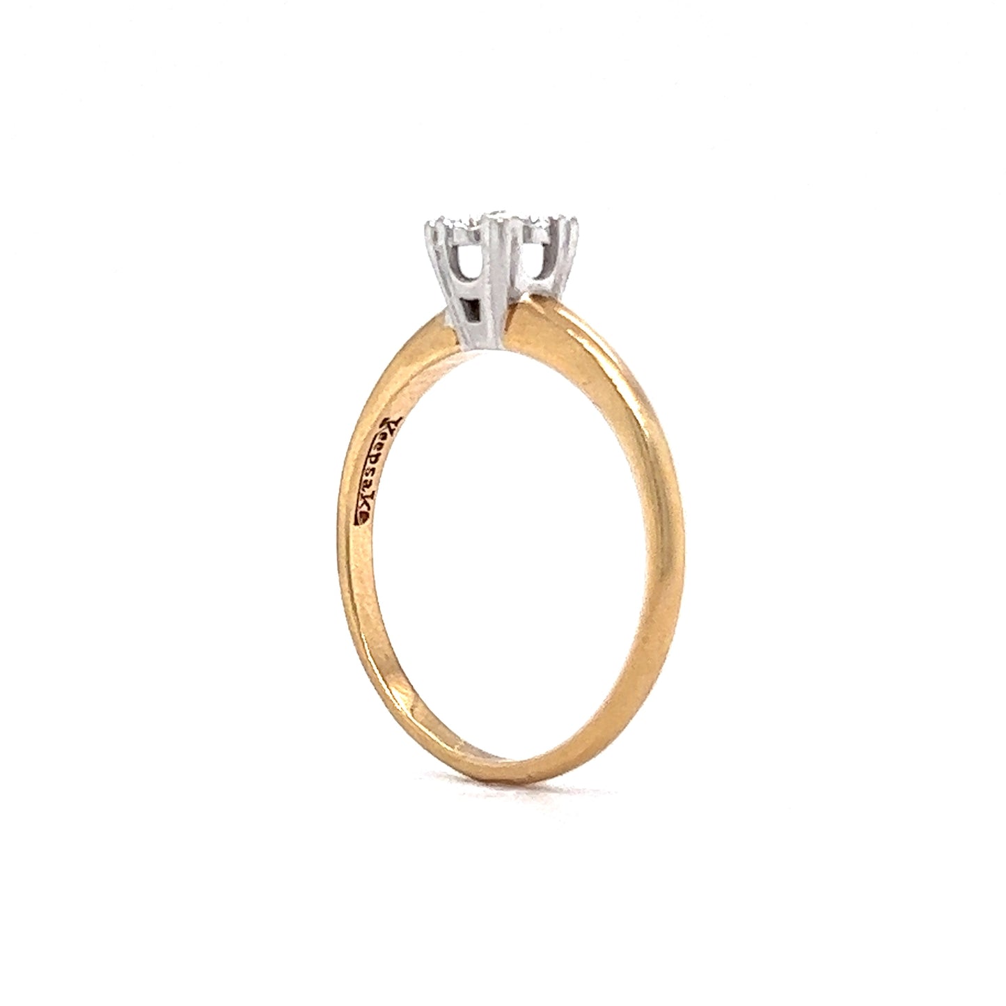 .06 Retro Engagement Ring in 14k Yellow & White Gold