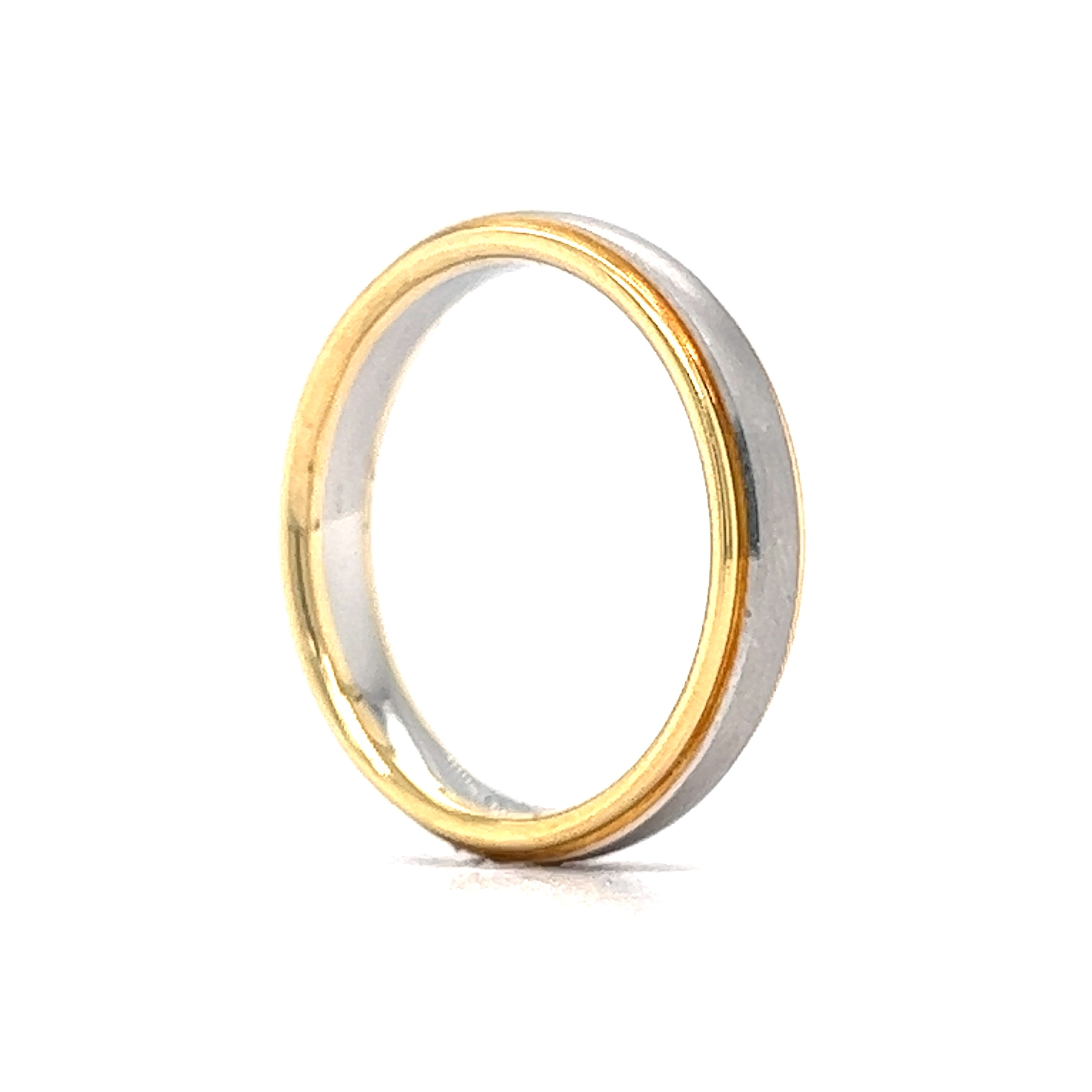 Modern Two Tone Wedding Band in 18k Yellow Gold Platinum Filigree Jewelers