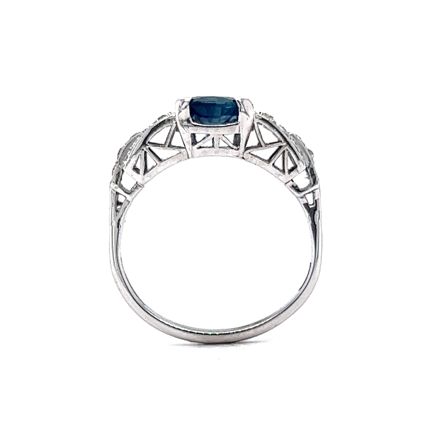 Antique Art Deco Oval Sapphire & Diamond Ring in 18k