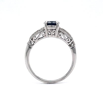 1.29 Oval Sapphire Engagement Ring w/ Diamonds in White Gold