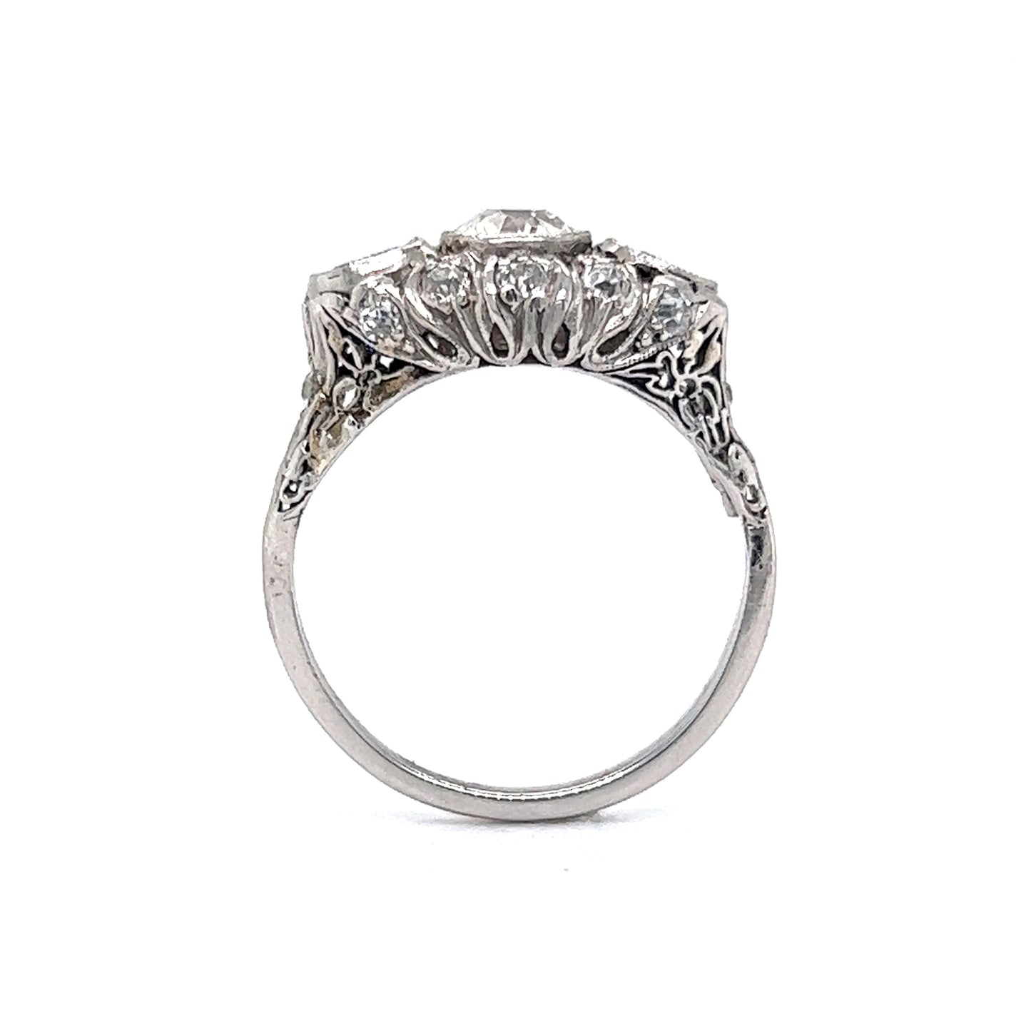 .75 Diamond & Cushion Cut Sapphire Engagement Ring in Platinum