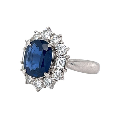 3 Carat Oval Sapphire & Diamond Ring in Platinum