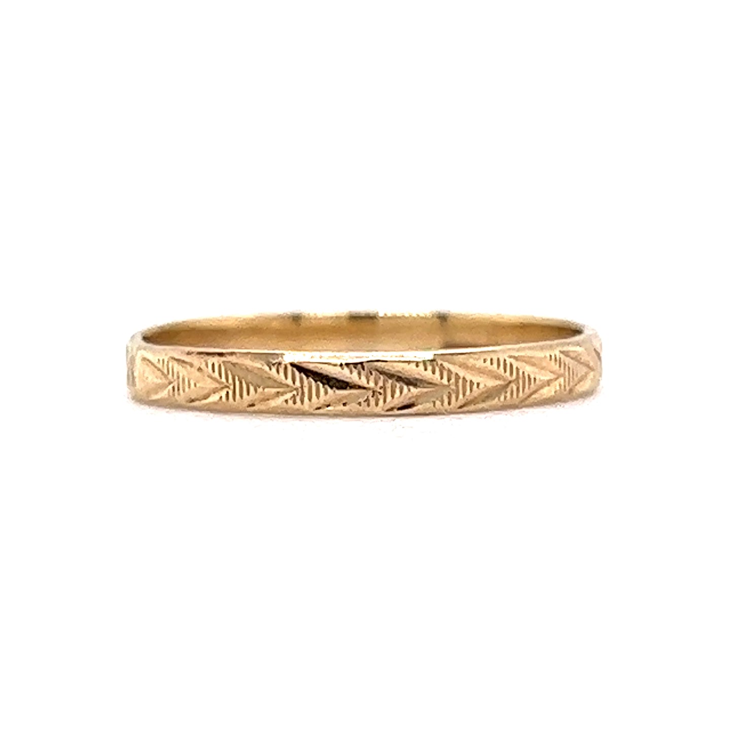 2.24mm Art Deco Chevron Wedding Band in 14k Yellow Gold