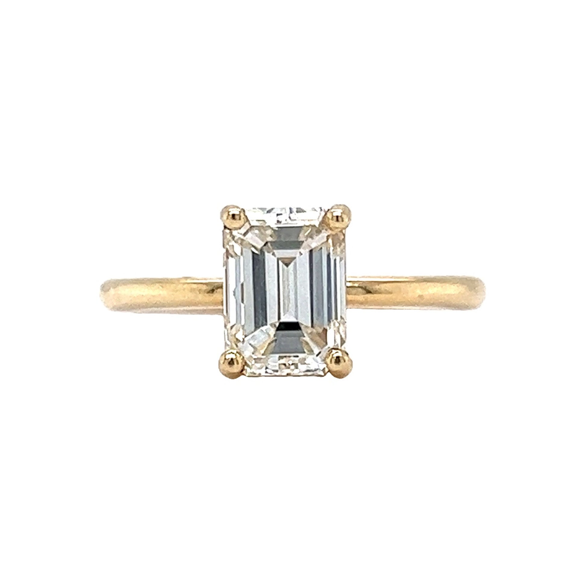 GIA Emerald Cut Diamond Engagement Ring in 14k Yellow Gold