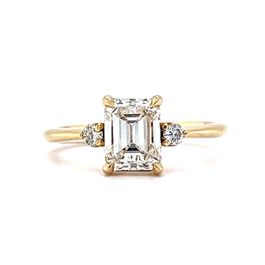 1.51 GIA Emerald Cut Diamond Engagement Ring in 14k Yellow Gold