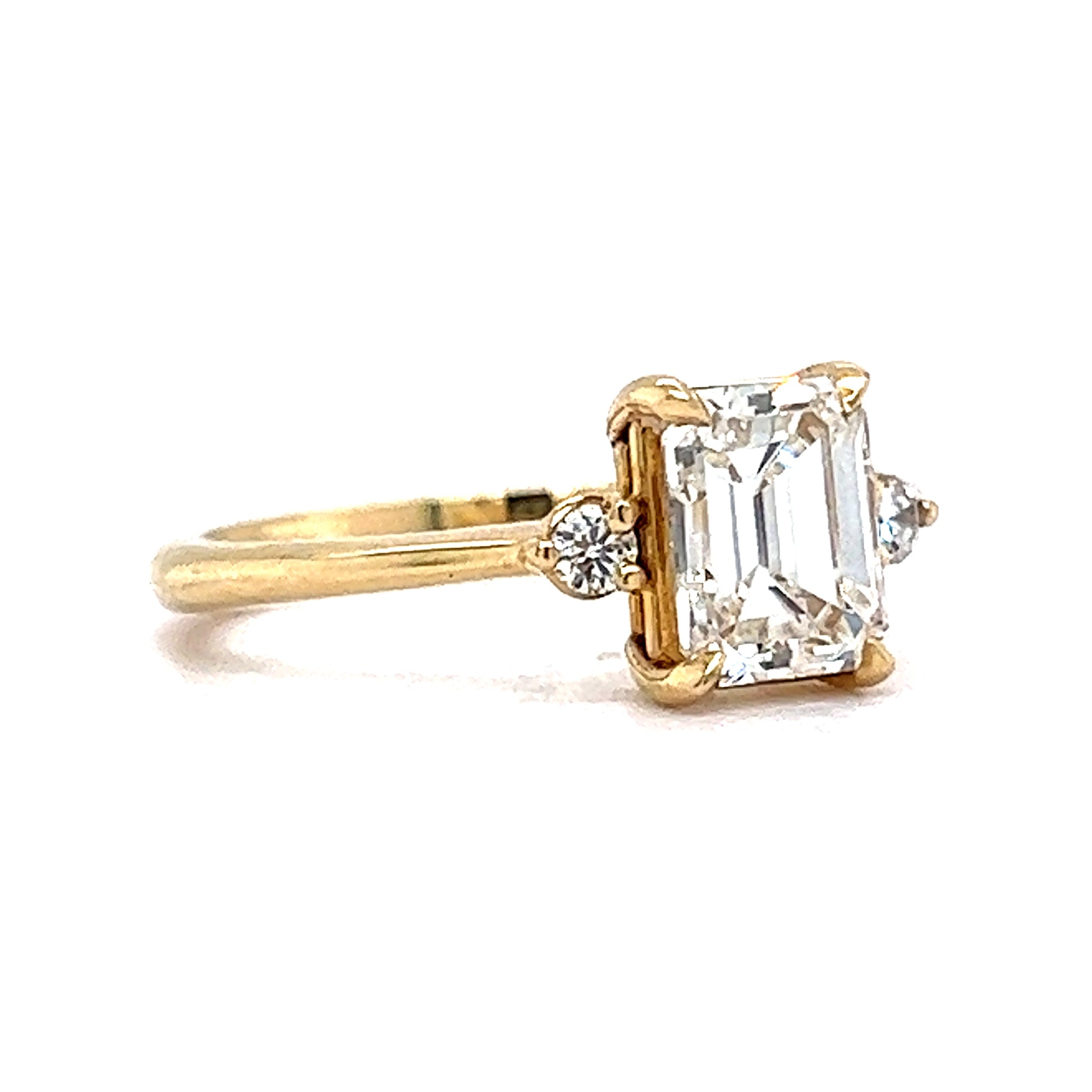 1.51 GIA Emerald Cut Diamond Engagement Ring in 14k Yellow Gold