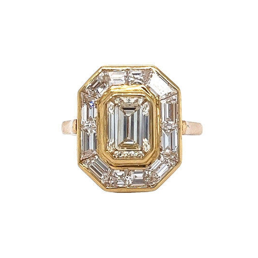 1.69 Emerald Cut Diamond Engagement Ring in Yellow Gold