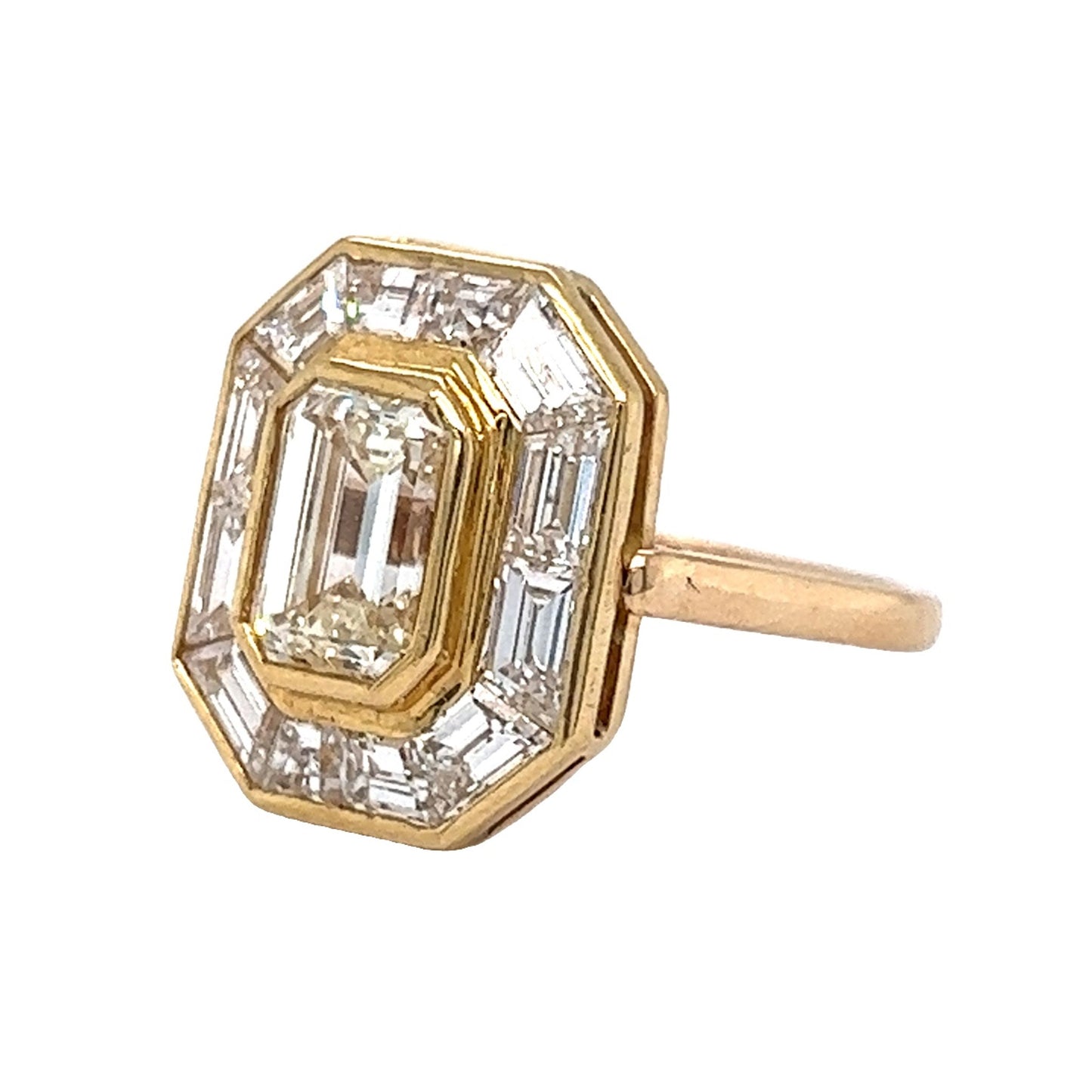 1.69 Emerald Cut Diamond Engagement Ring in Yellow Gold