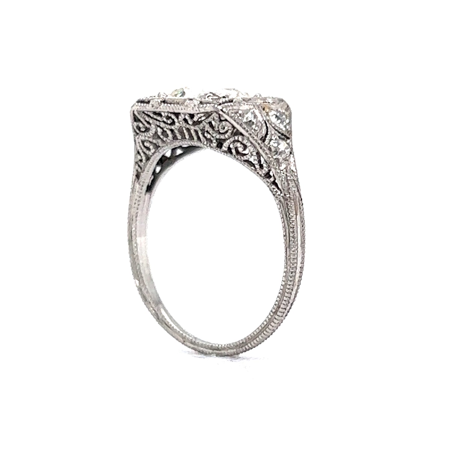 1.57 Antique Art Deco Diamond Engagement Ring in Platinum