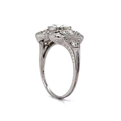 .84 Art Deco Cushion Diamond Engagement Ring in Platinum