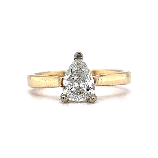 .94 Pear Cut Diamond Solitaire Engagement Ring in 14K Yellow Gold