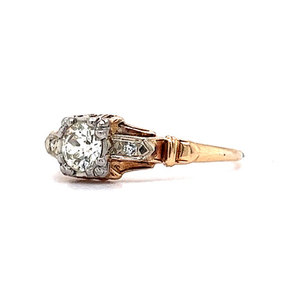 Retro Two-Tone Diamond Engagement Ring in 14k
