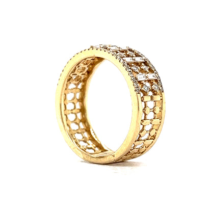 Thick Pave Diamond Cocktail Ring 14k Yellow Gold