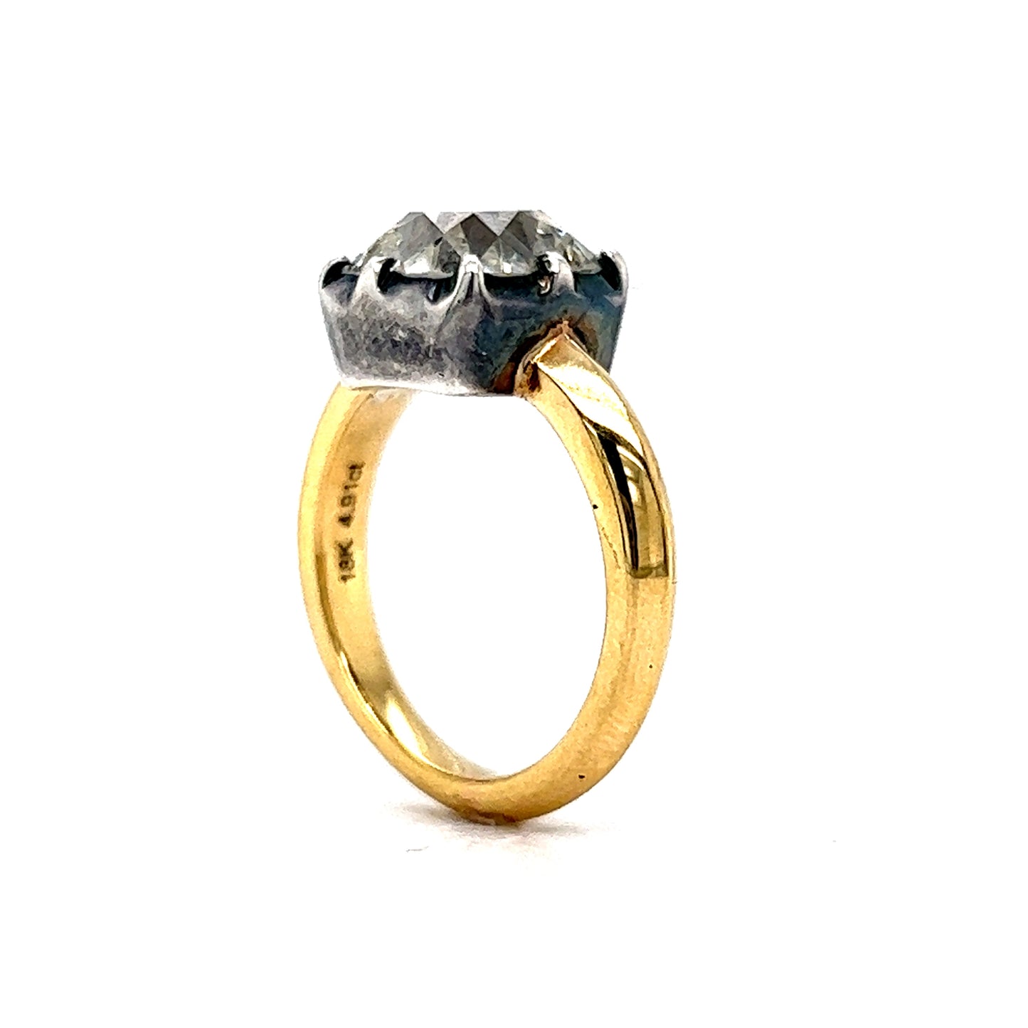 4.91 Old Mine Brilliant Cut Diamond Engagement Ring in 18k
