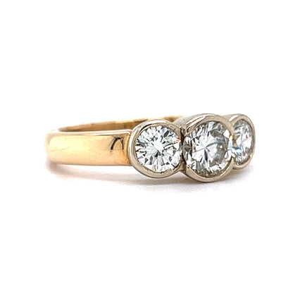 1.30 Three Stone Bezel Diamond Engagement Ring in 14k