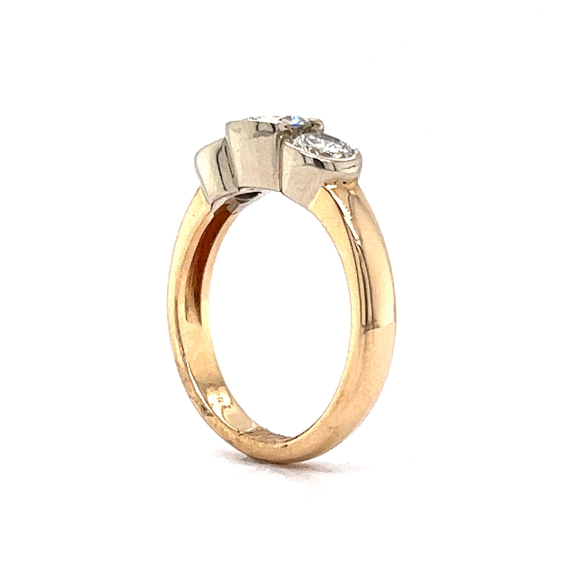 1.30 Three Stone Bezel Diamond Engagement Ring in 14k