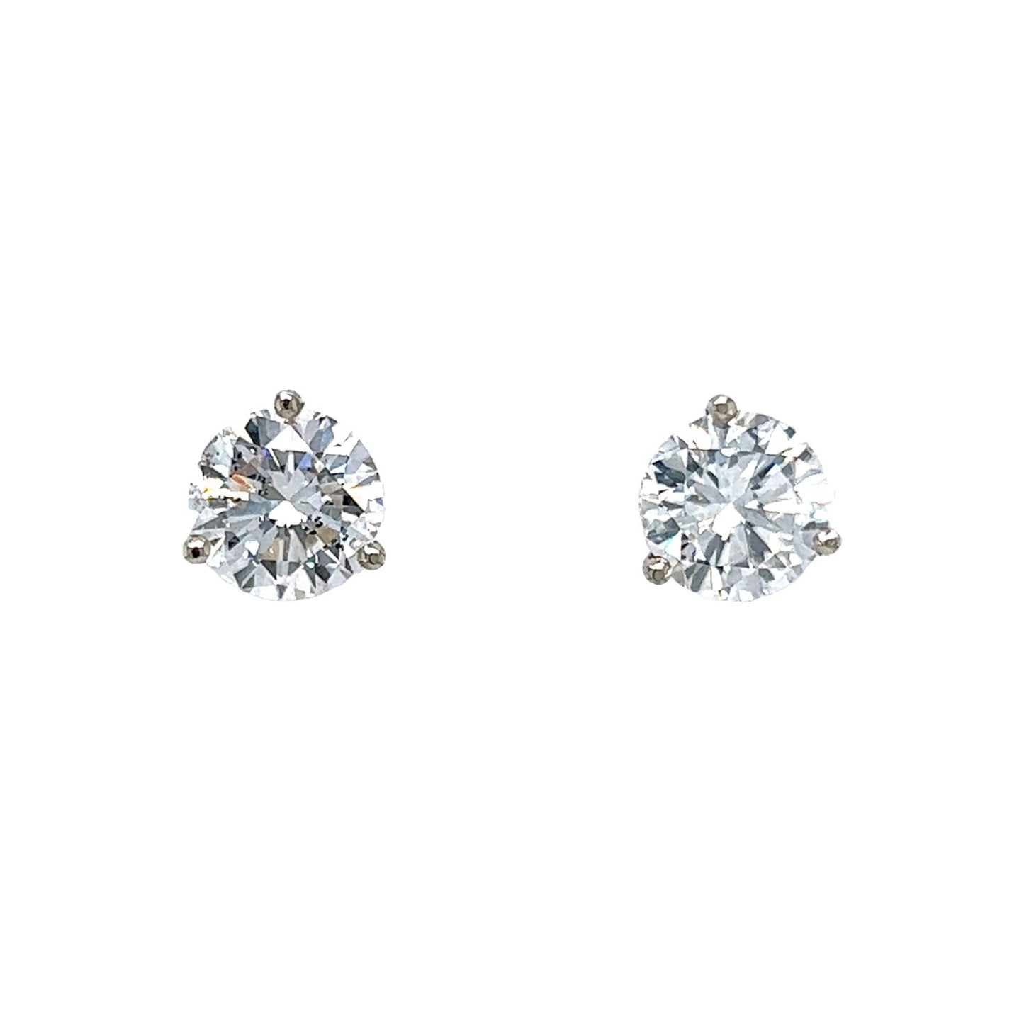 2.97 Round Cut Diamond Earring Studs in 14k White Gold