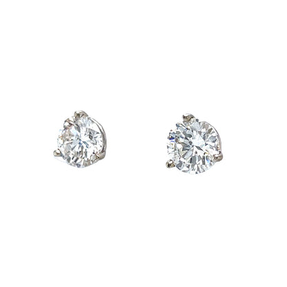 2.97 Round Cut Diamond Earring Studs in 14k White Gold