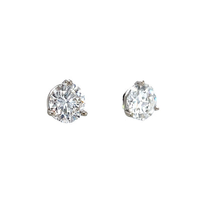 2.97 Round Cut Diamond Earring Studs in 14k White Gold