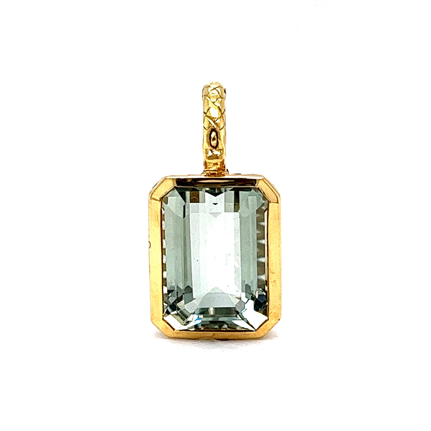 6.97 Green Amethyst Pendant in 18k Yellow Gold