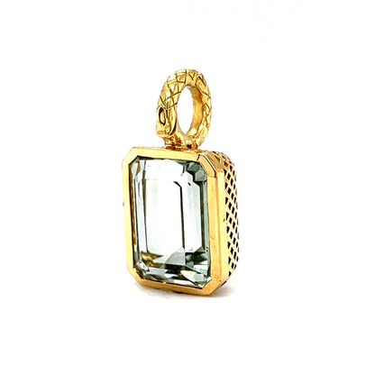 6.97 Green Amethyst Pendant in 18k Yellow Gold