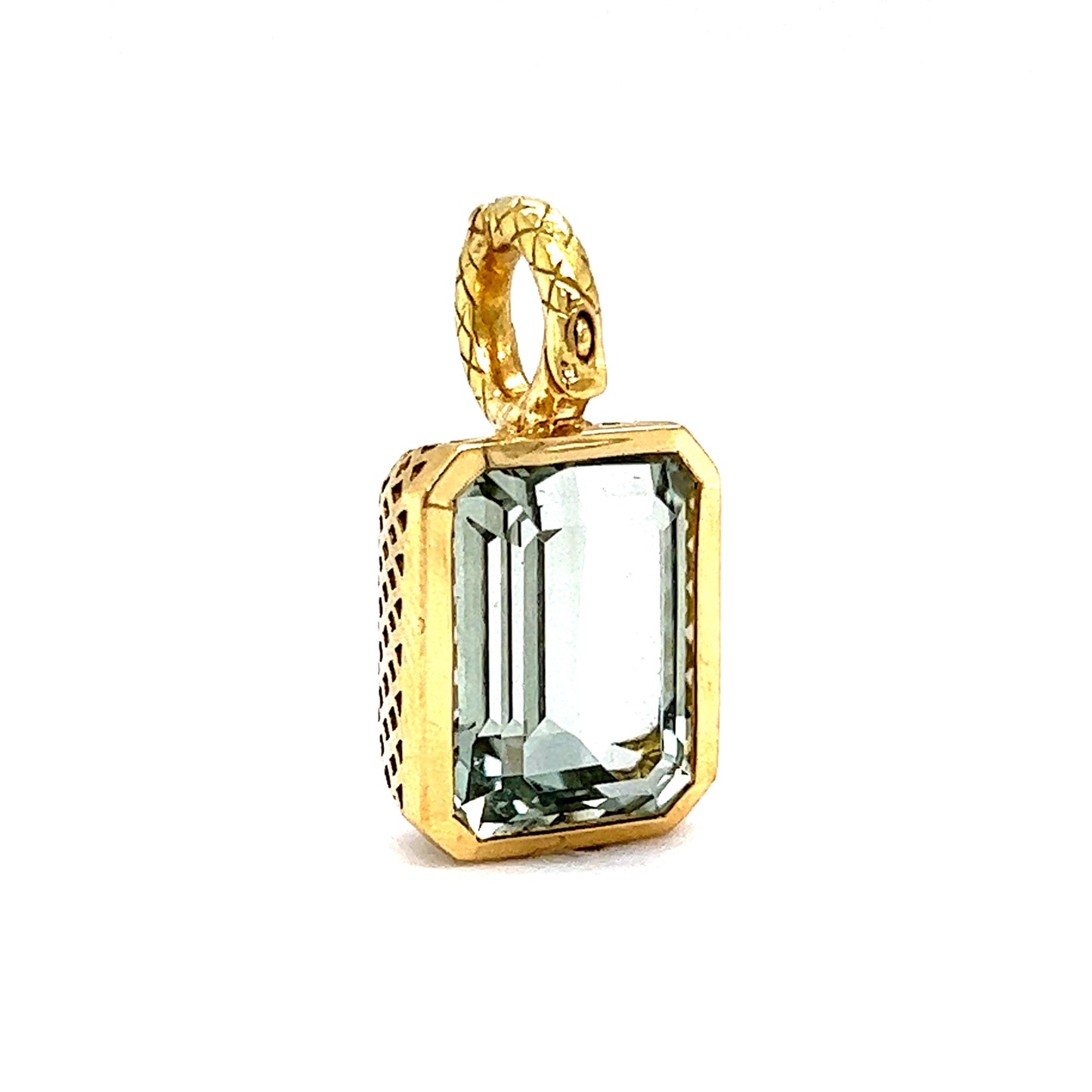 6.97 Green Amethyst Pendant in 18k Yellow Gold