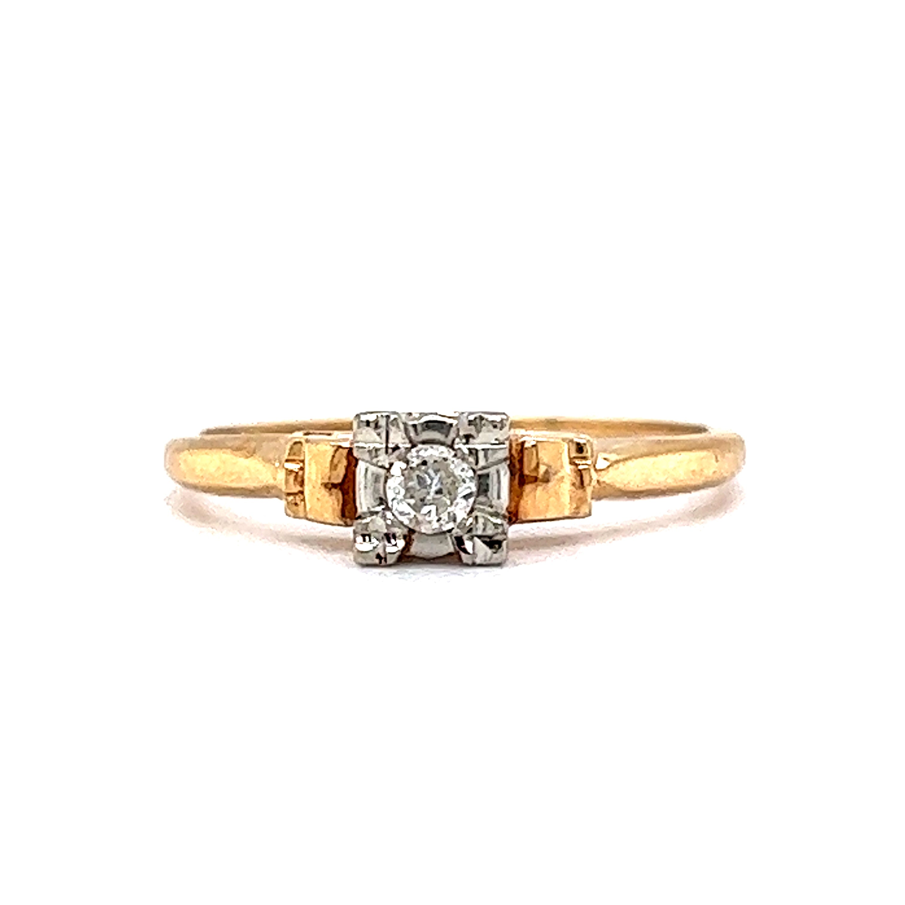 14kt yellow gold two diamonds open ring