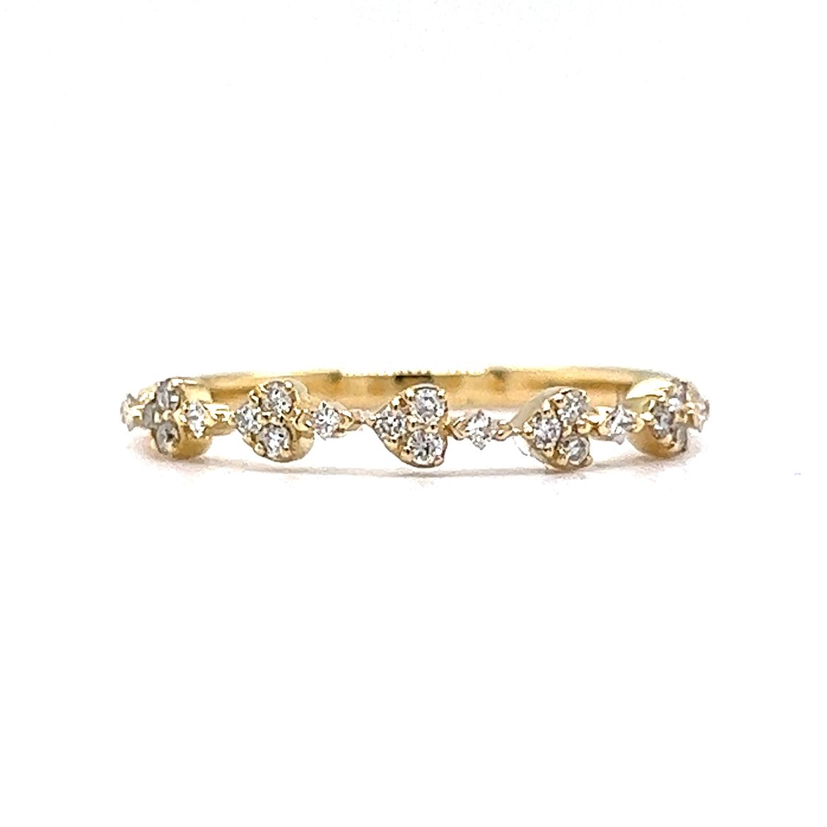 .04 Heart Shaped Diamond Wedding Band in 14k Yellow Gold