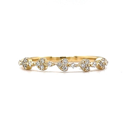 .04 Heart Shaped Diamond Wedding Band in 14k Yellow Gold