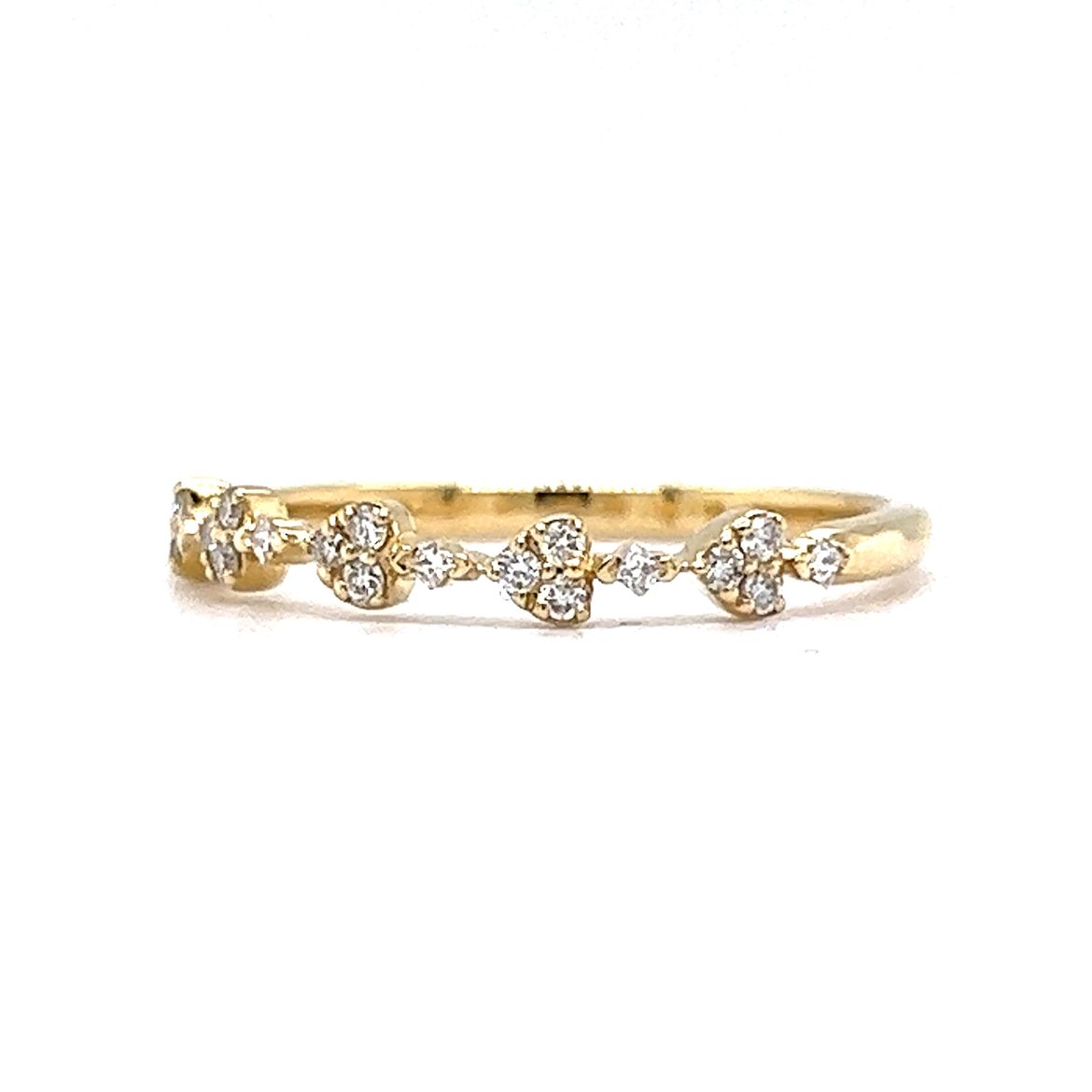 .04 Heart Shaped Diamond Wedding Band in 14k Yellow Gold