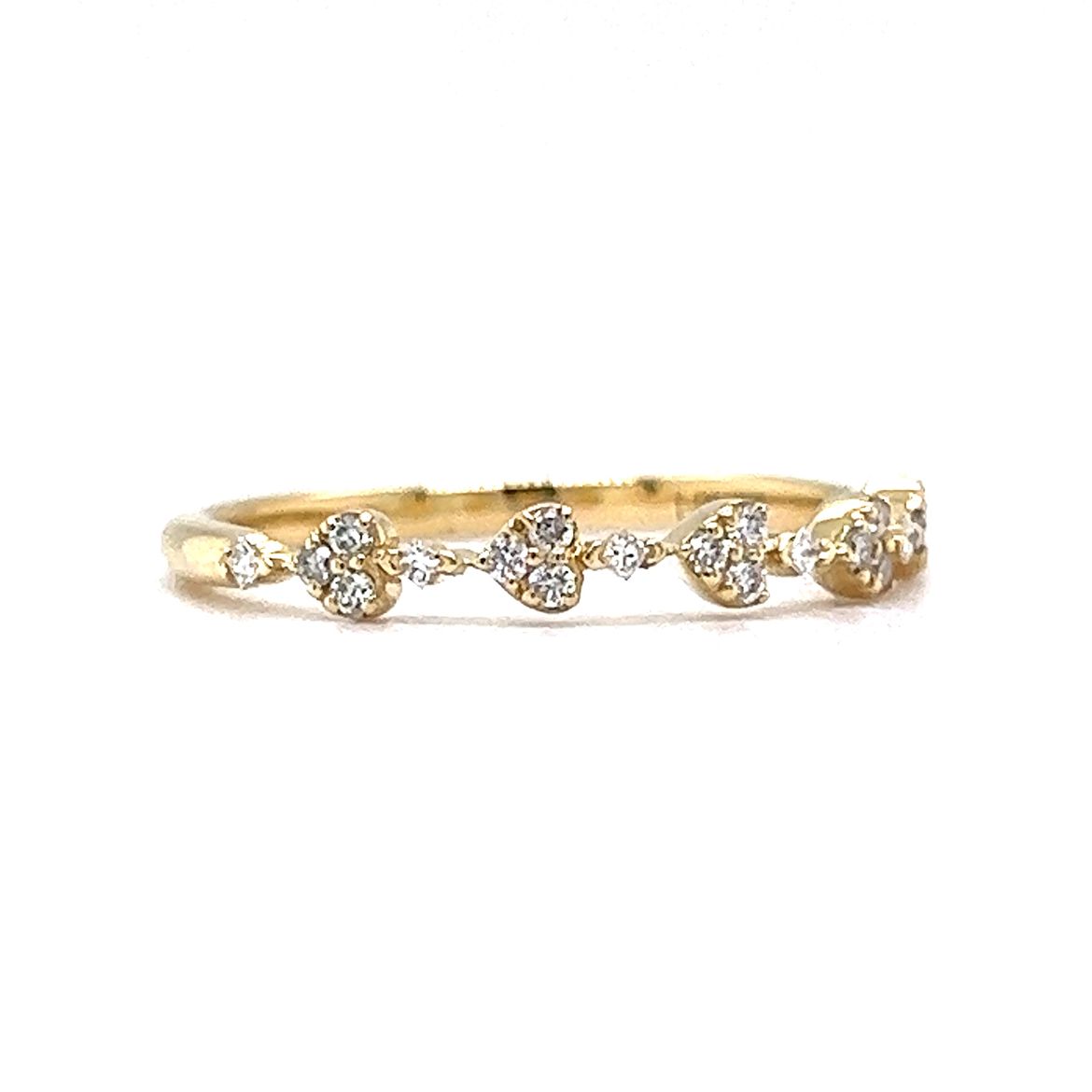 .04 Heart Shaped Diamond Wedding Band in 14k Yellow Gold